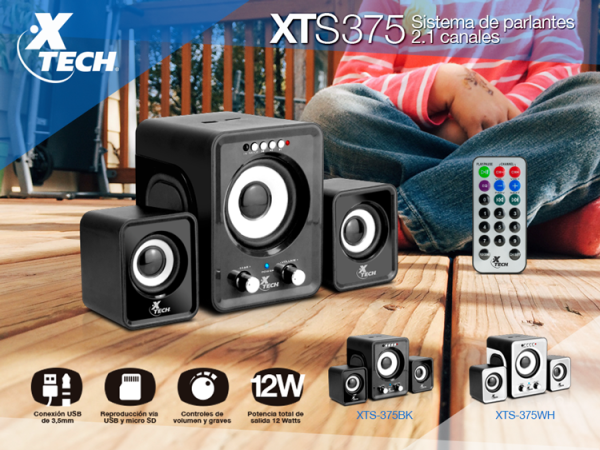 Bocinas / Parlantes 2.1 canales Xetech XTS-375